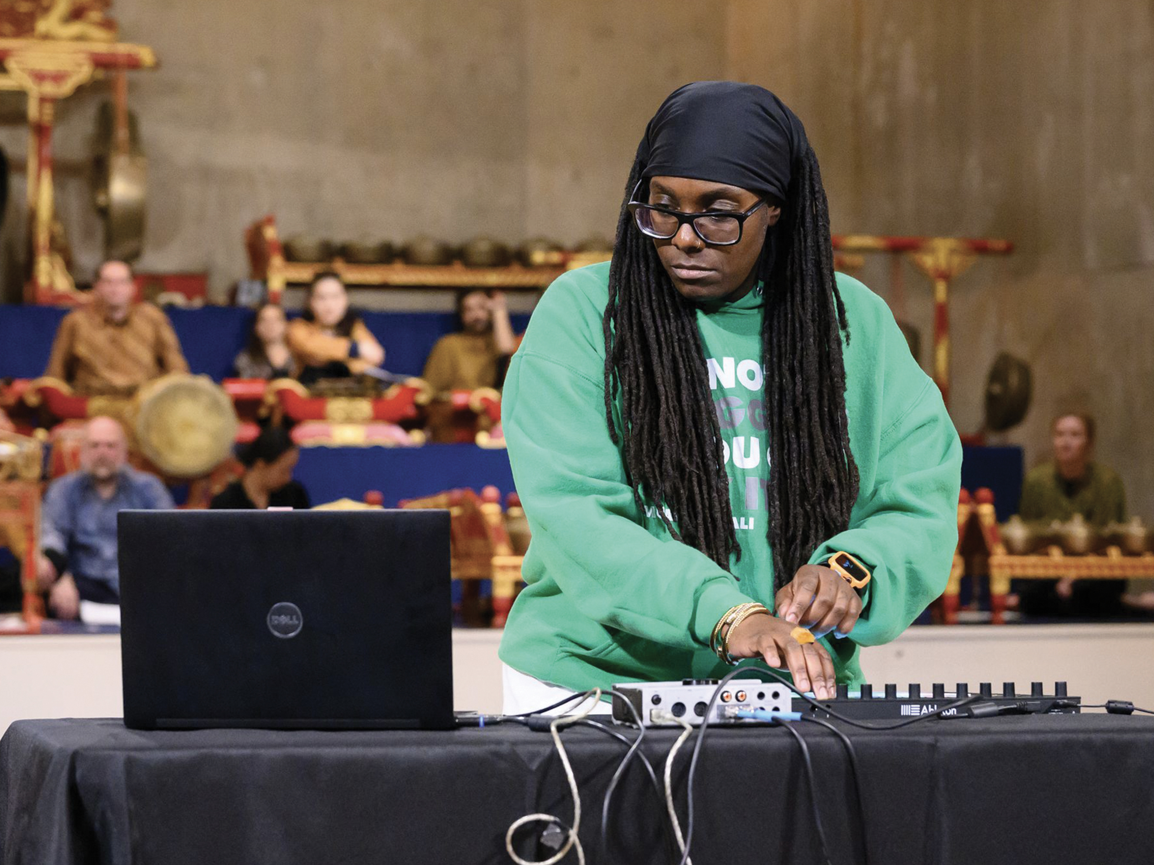 performer with laptop